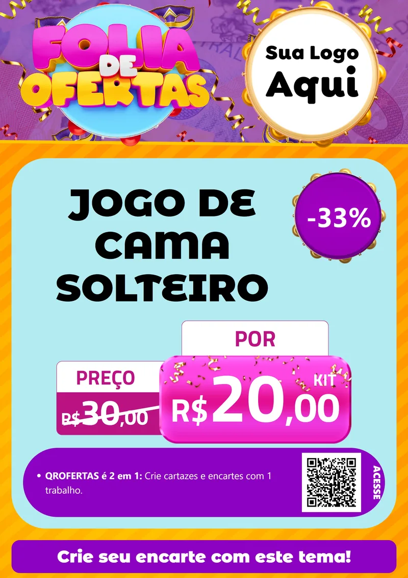 Modelo de Cartaz para Cartaz A4 Vertical com o tema Folia de Ofertas para Cama, Mesa e Banho