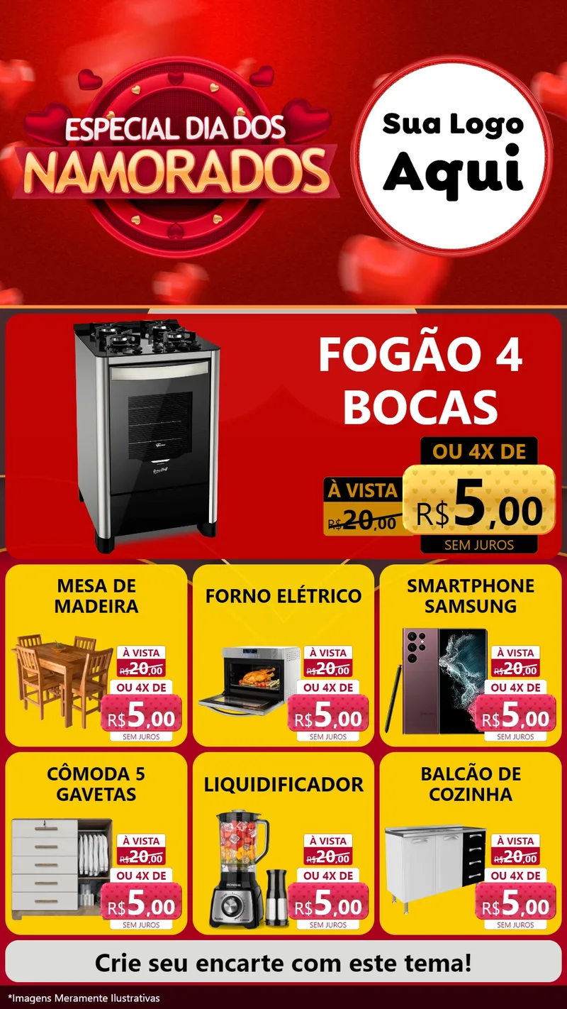 Modelo de Rede Social para Stories com o tema Especial Dia Dos Namorados para Móveis e Eletro