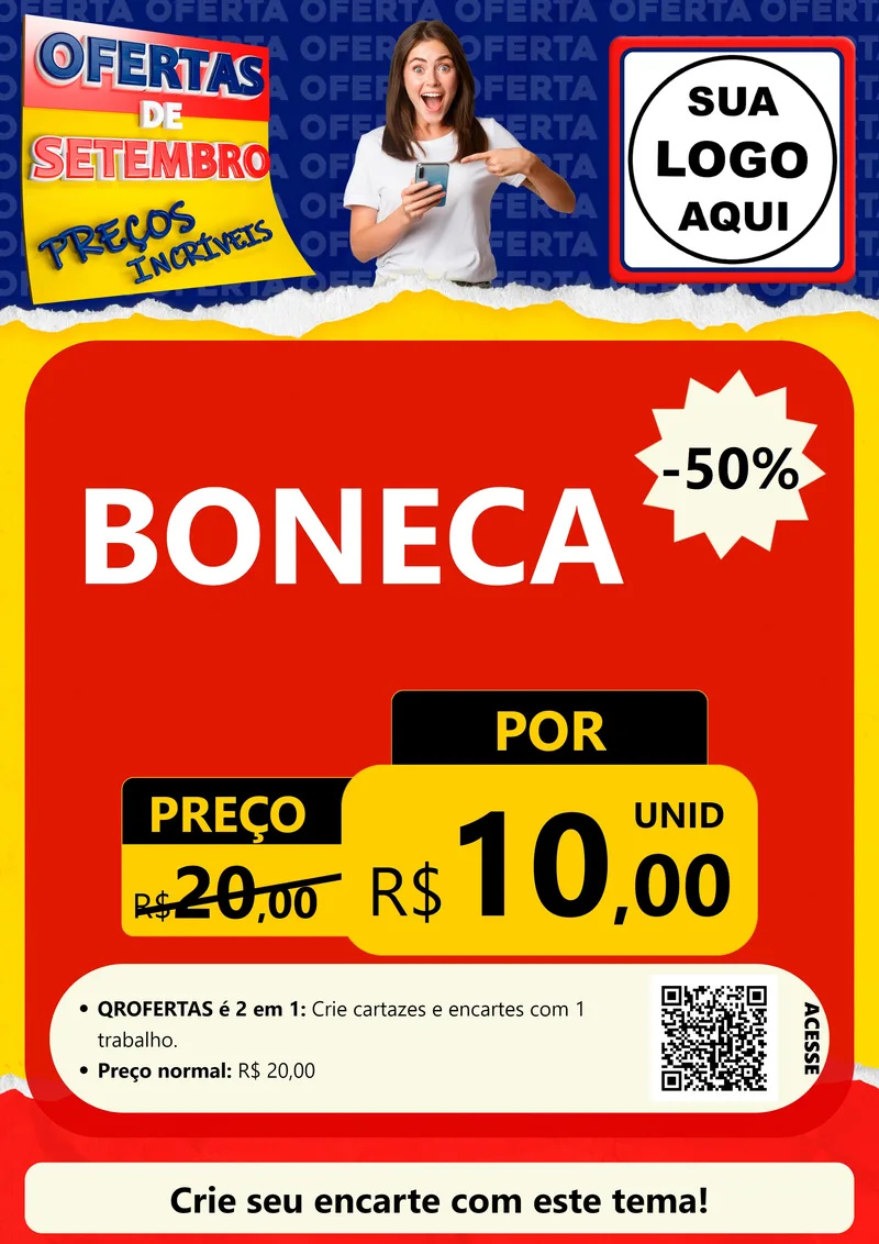 Modelo de Cartaz para Cartaz A4 Vertical com o tema Ofertas de Setembro - Preços Incríveis para Brinquedos