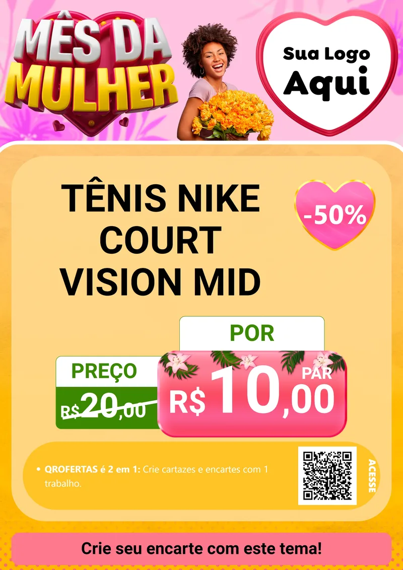 Modelo de Cartaz para Cartaz A4 Vertical com o tema Mês da Mulher para Calçados