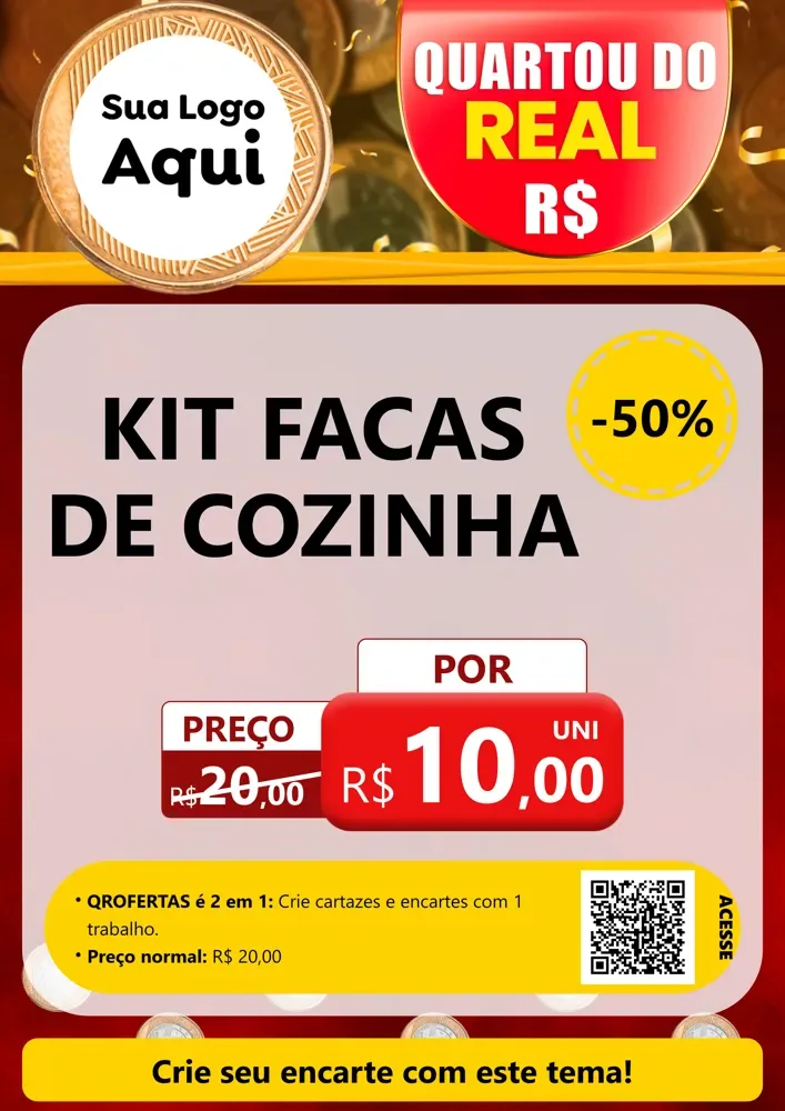 Modelo de Cartaz para Cartaz A4 Vertical com o tema Quartou do Real para Utilidades Domésticas