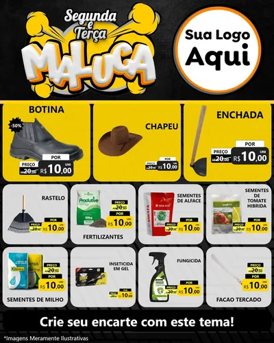 Modelo de Rede Social para Feed Instagram com o tema Segunda e Terça Maluca para Agropecuária