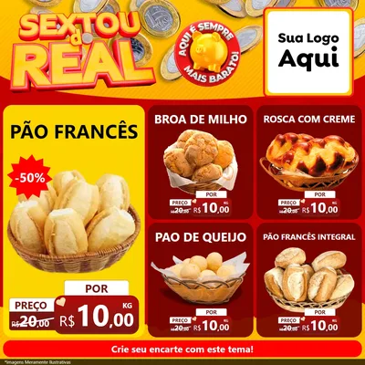 Modelo de Rede Social para Feed Facebook com o tema Sextou do Real para Padaria