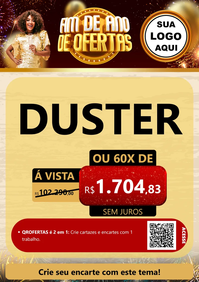 Modelo de Cartaz para Cartaz A4 Vertical com o tema Fim de Ano de Ofertas para Concessionaria de Carros