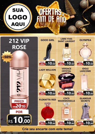 Modelo de Encarte para Encarte A4 Vertical com o tema Ofertas de Fim de Ano para Perfumes