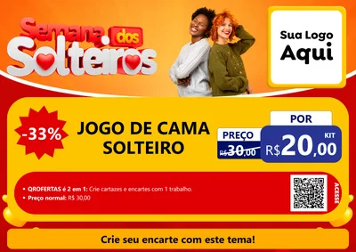 Modelo de Cartaz para Cartaz A4 Horizontal com o tema Semana dos Solteiros para Cama, Mesa e Banho