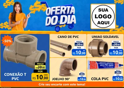 Modelo de Encarte para Encarte A4 Horizontal com o tema Oferta do Dia para Tubos e conexões
