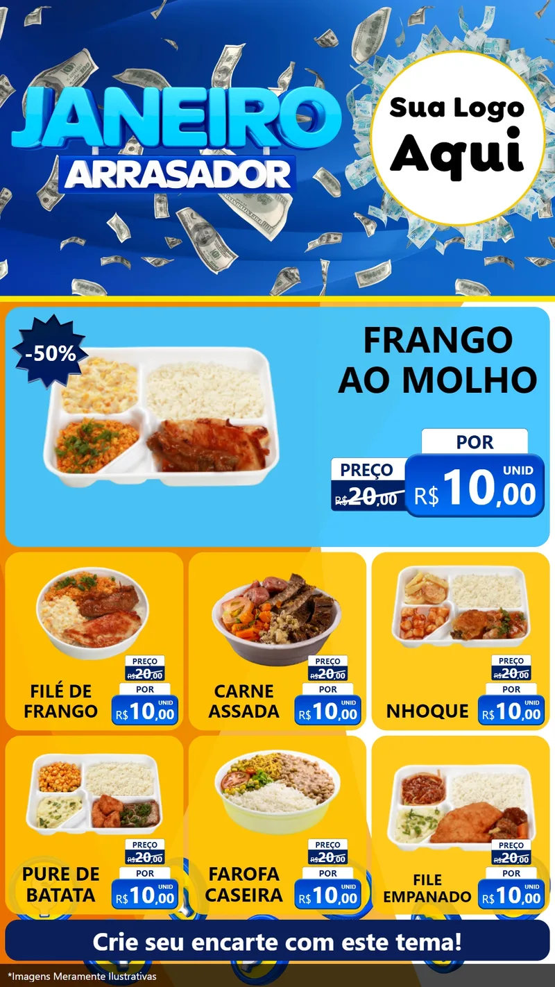 Modelo de Rede Social para Stories com o tema Janeiro Arrasador para Restaurante