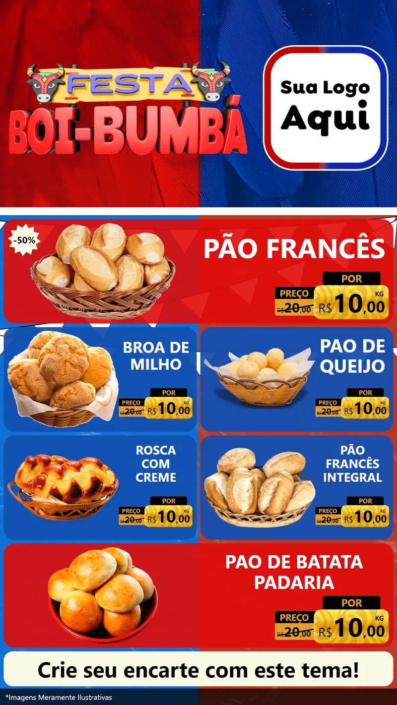 Modelo de TV para TV Vertical com o tema Festa Boi Bumbá para Padaria