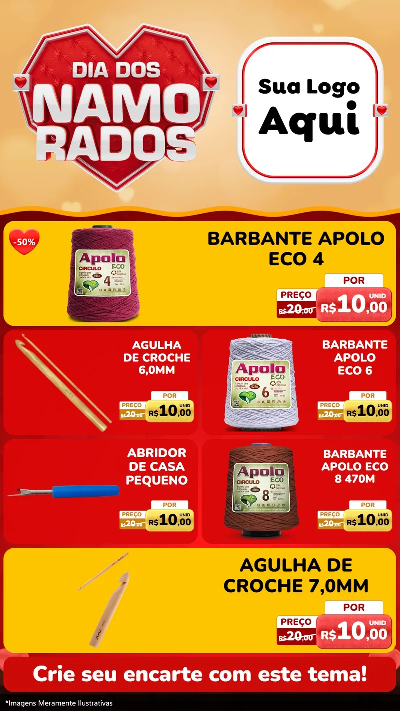 Modelo de TV para TV Vertical com o tema Dia dos Namorados para Armarinho e Aviamentos