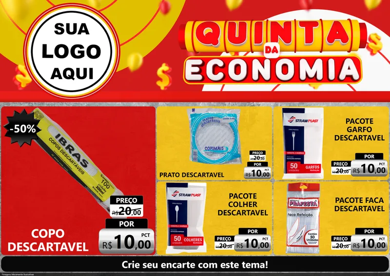 Modelo de Encarte para Encarte A4 Horizontal com o tema Quinta da Economia para Embalagens