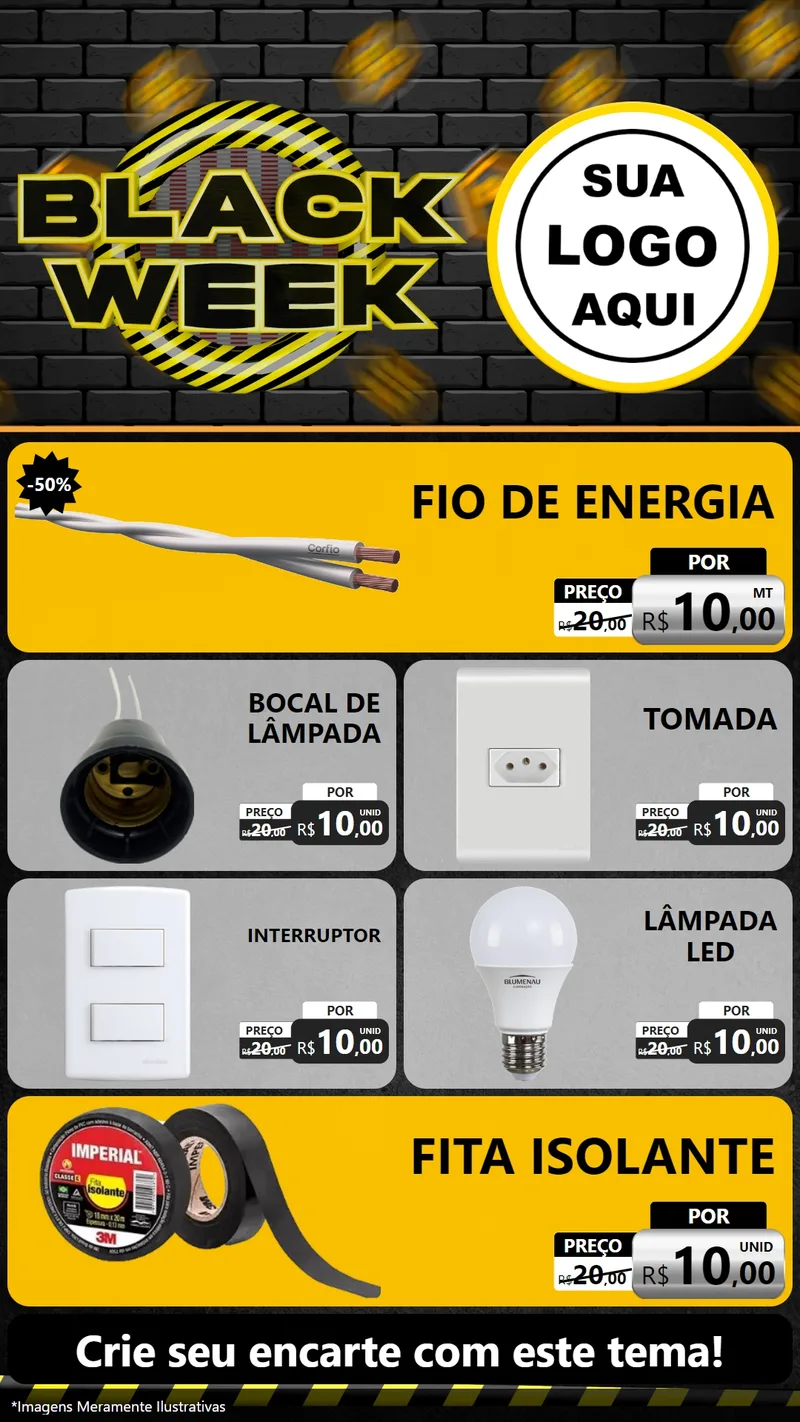 Modelo de TV para TV Vertical com o tema Black Week para Materiais Elétricos