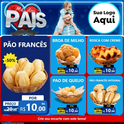 Modelo de Rede Social para Feed Facebook com o tema Mês Dos Pais para Padaria