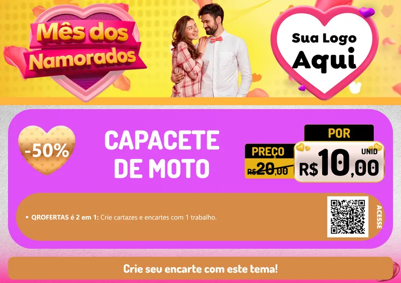 Modelo de Cartaz para Cartaz A4 Horizontal com o tema Mês dos Namorados para Moto peças