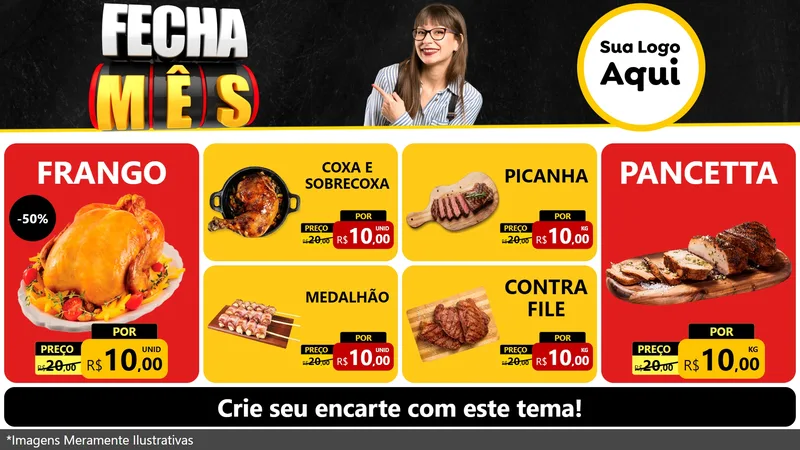 Modelo de TV para TV Horizontal com o tema Fecha Mês para Assados