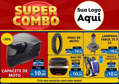 Modelo de Encarte para Encarte A4 Horizontal com o tema Super Combo para Moto peças