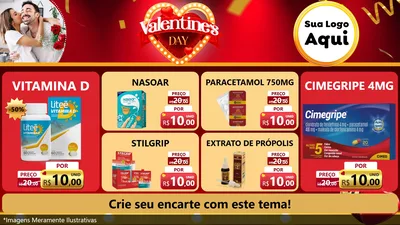 Modelo de TV para TV Horizontal com o tema Valentine's Day para Farmácia