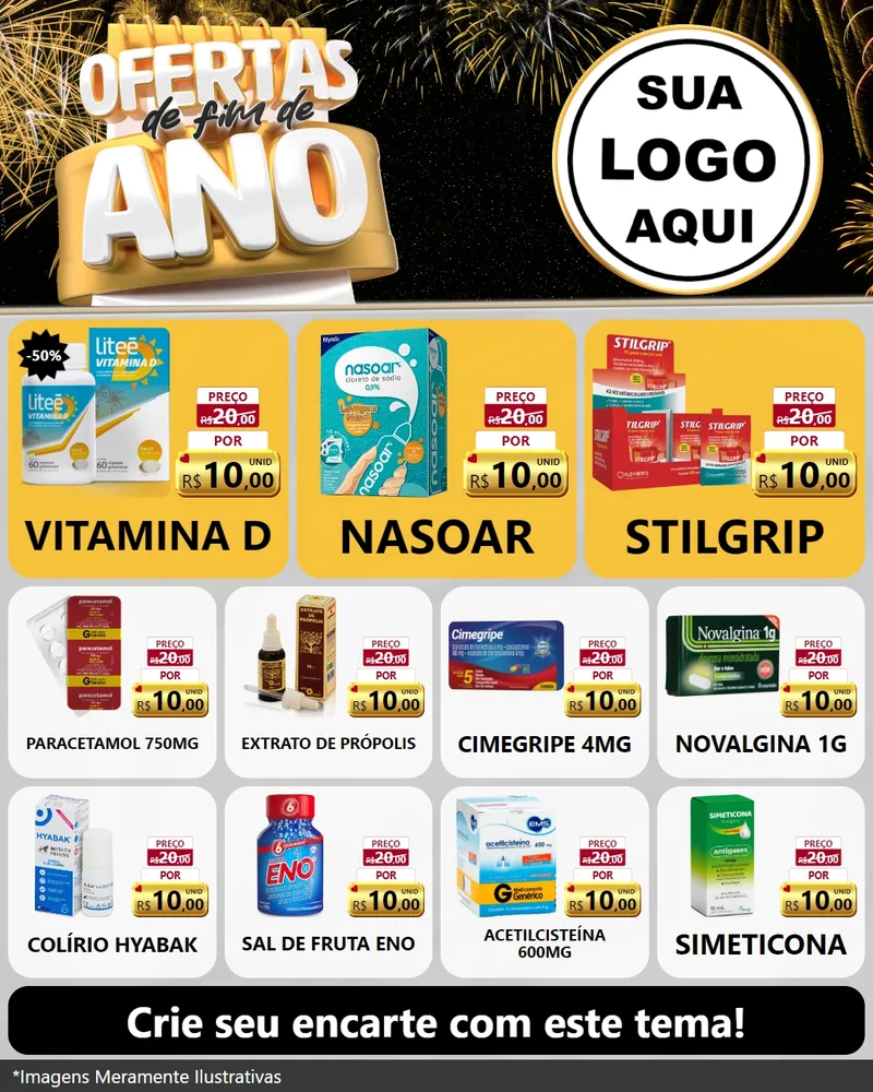 Modelo de Rede Social para Feed Instagram com o tema Ofertas de Fim de Ano para Farmácia