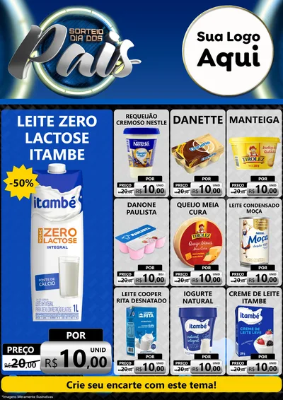 Modelo de Encarte para Encarte A4 Vertical com o tema Sorteio Dia Dos Pais para Frios e Laticínios