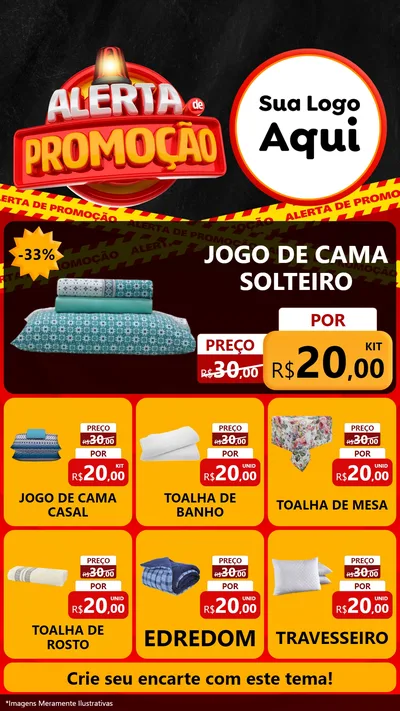 Modelo de Rede Social para Stories com o tema Alerta de Promoção para Cama, Mesa e Banho