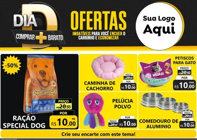 Modelo de Encarte para Encarte A4 Horizontal com o tema Dia D Mais Economia para Pet Shop