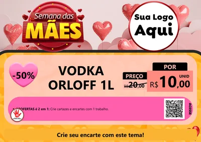 Modelo de Cartaz para Cartaz A4 Horizontal com o tema Semana das Mães para Distribuidora de bebidas