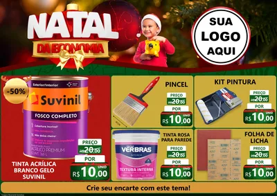 Modelo de Encarte para Encarte A4 Horizontal com o tema Natal da Economia para Tintas e Ferramentas