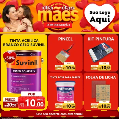 Modelo de Rede Social para Feed Facebook com o tema Dia das Mães com Promoção para Tintas e Ferramentas