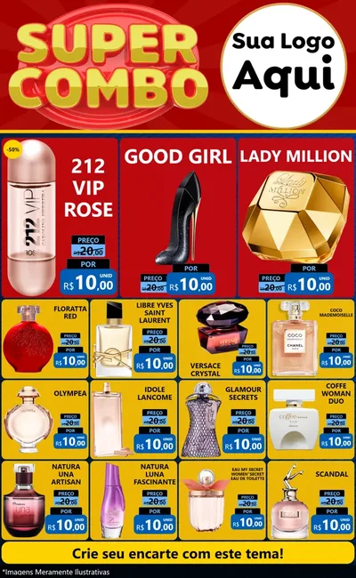 Modelo de Encarte para Encarte Grande com o tema Super Combo para Perfumes
