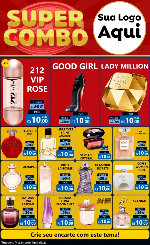 Modelo de Encarte para Encarte Grande com o tema Super Combo para Perfumes