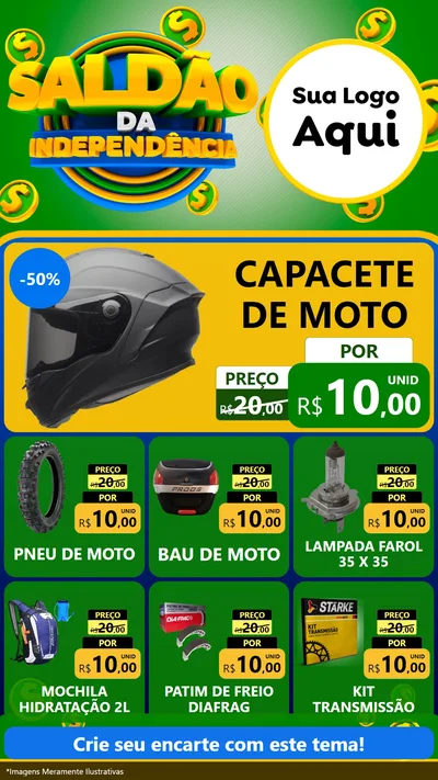 Modelo de Rede Social para Stories com o tema Saldão da Indepêndencia para Moto peças