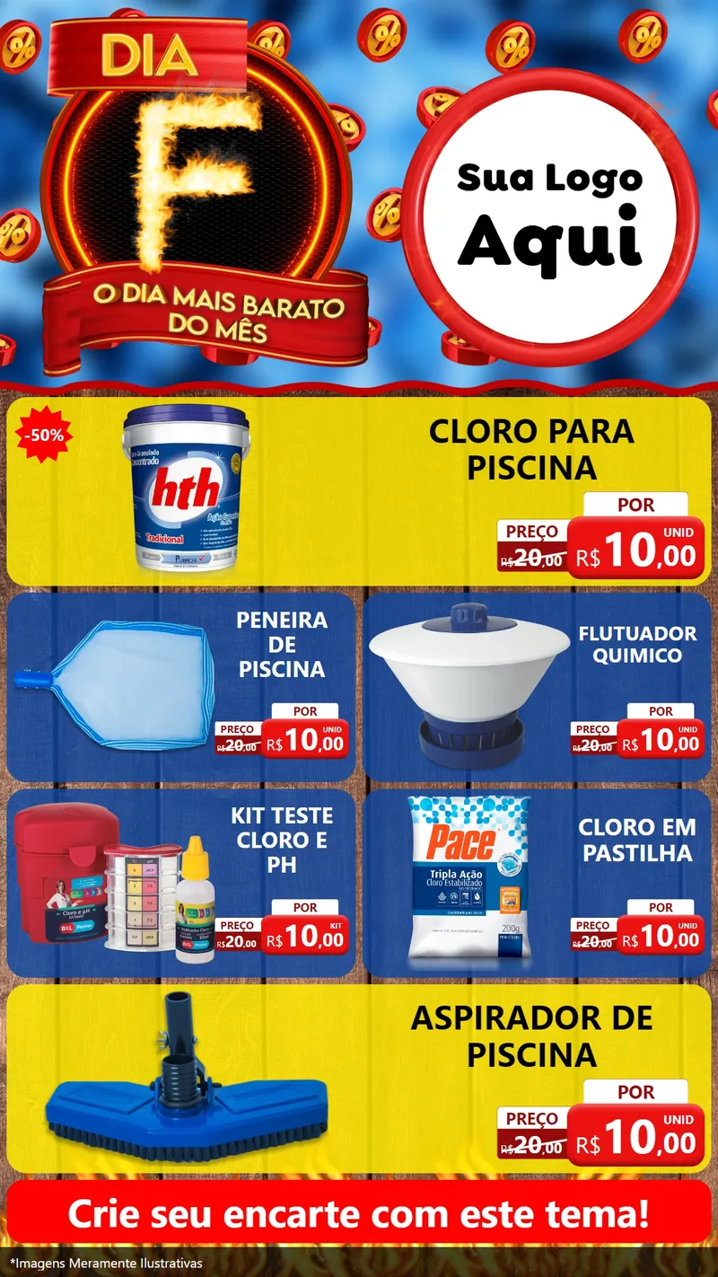 Modelo de TV para TV Vertical com o tema Dia F - O Dia Mais Barato Do Mês para Produtos para Piscina