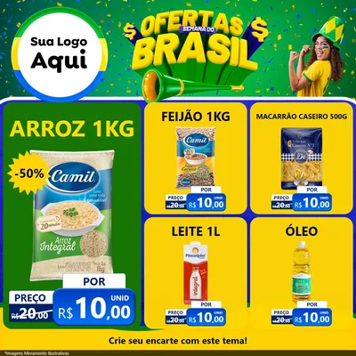 Modelo de Rede Social para Feed Facebook com o tema Ofertas Semana do Brasil para Supermercado