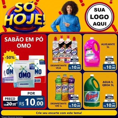 Modelo de Rede Social para Feed Facebook com o tema Só Hoje! para Produtos de Limpeza