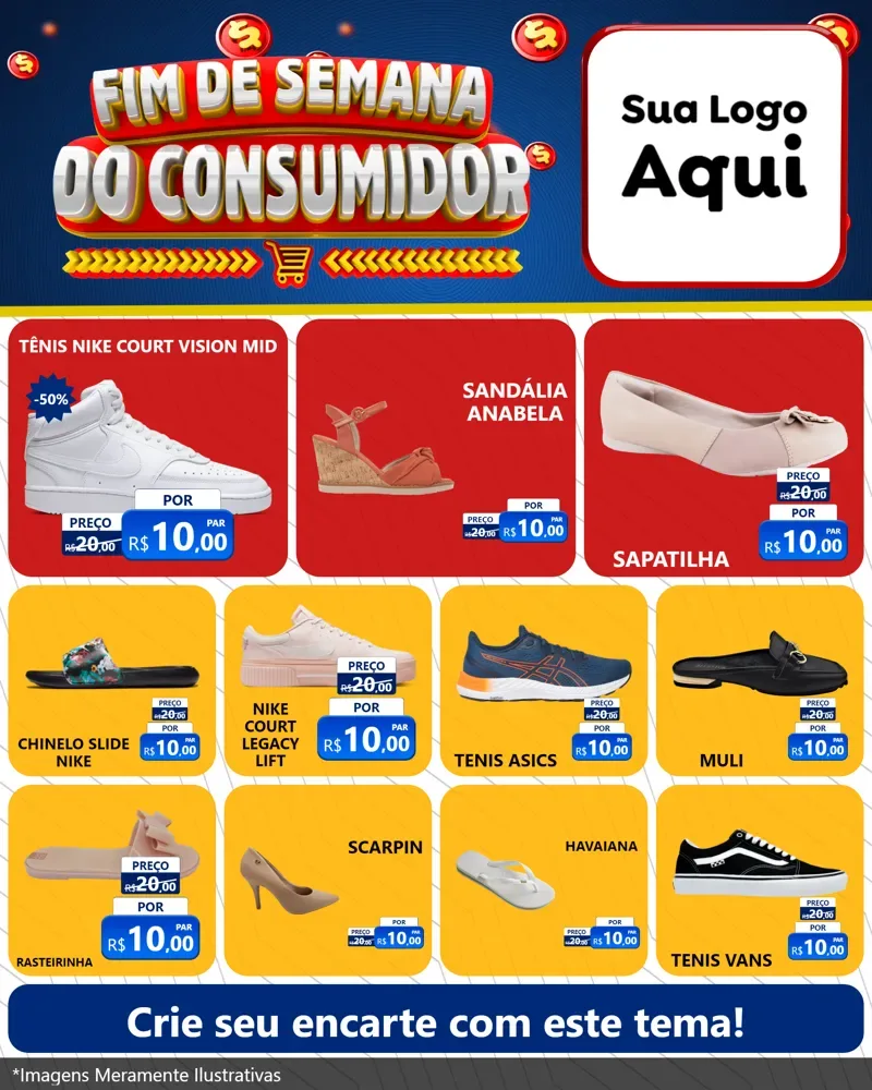 Modelo de Rede Social para Feed Instagram com o tema Fim de Semana do Consumidor para Calçados