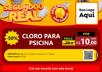 Modelo de Cartaz para Cartaz A4 Horizontal com o tema Segundou do Real para Produtos para Piscina