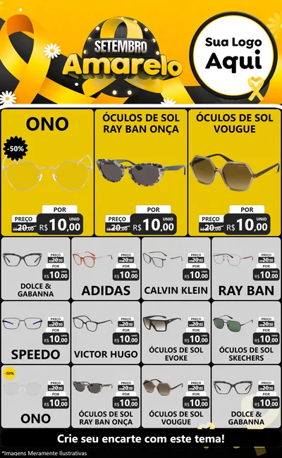 Modelo de Encarte para Encarte Grande com o tema Setembro Amarelo para Óticas