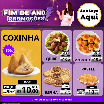 Modelo de Rede Social para Feed Facebook com o tema Fim de Ano Promoções para Salgadaria