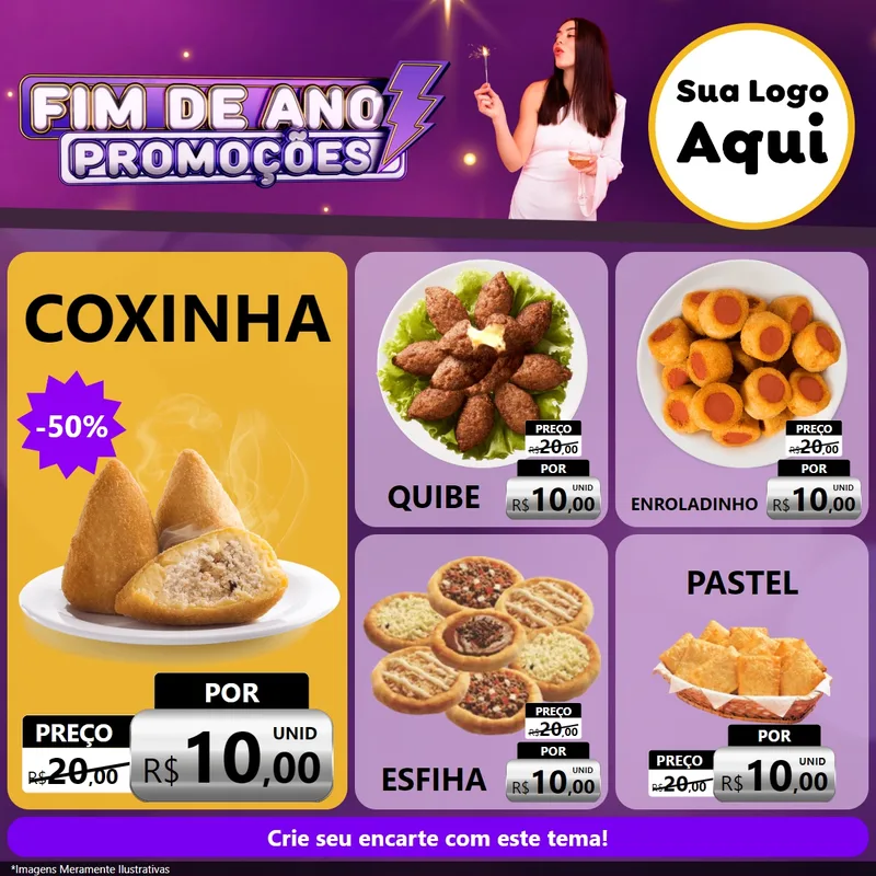 Modelo de Rede Social para Feed Facebook com o tema Fim de Ano Promoções para Salgadaria