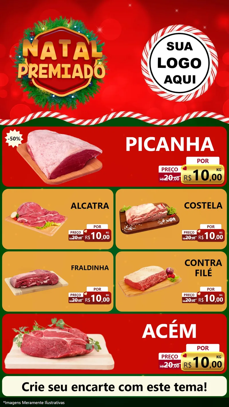 Modelo de TV para TV Vertical com o tema Natal Premiado para Açougue