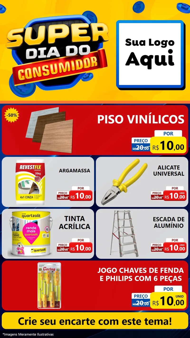 Modelo de TV para TV Vertical com o tema Super Dia do Consumidor para Material para Construção