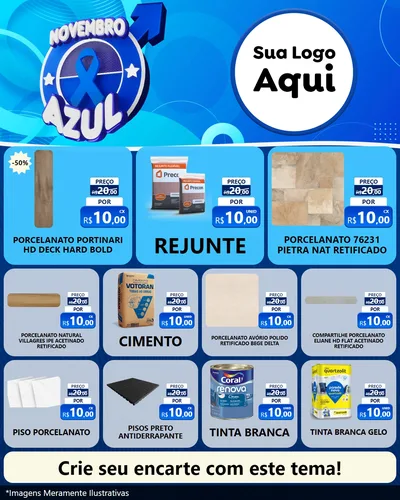 Modelo de Rede Social para Feed Instagram com o tema Novembro Azul para Pisos e revestimentos
