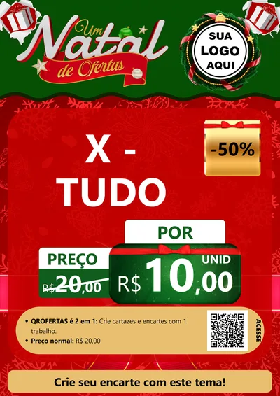Modelo de Cartaz para Cartaz A4 Vertical com o tema Um Natal de Ofertas para Hamburgueria