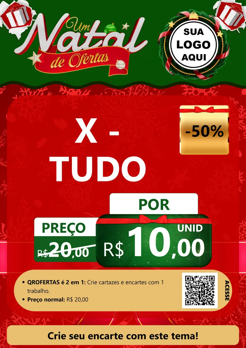 Modelo de Cartaz para Cartaz A4 Vertical com o tema Um Natal de Ofertas para Hamburgueria