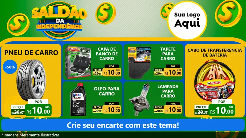 Modelo de TV para TV Horizontal com o tema Saldão da Indepêndencia para Auto peças