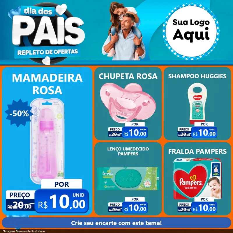 Modelo de Rede Social para Feed Facebook com o tema Dia Dos Pais Repleto de Ofertas para Bebês