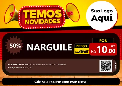 Modelo de Cartaz para Cartaz A4 Horizontal com o tema Temos Novidades para Tabacaria