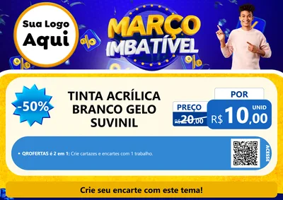 Modelo de Cartaz para Cartaz A4 Horizontal com o tema Março Imbatível para Tintas e Ferramentas