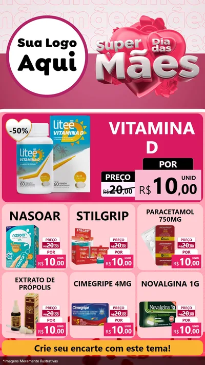 Modelo de Rede Social para Stories com o tema Super Dia Das Mães para Farmácia