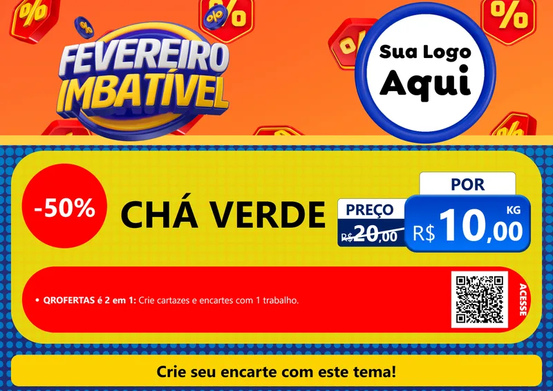 Modelo de Cartaz para Cartaz A4 Horizontal com o tema Fevereiro Imbatível para Produtos Naturais